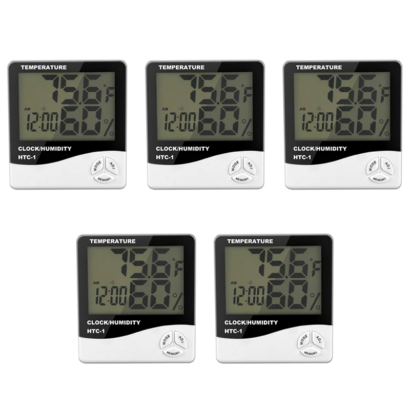 

5X Digital LCD Indoor Outdoor Electronic Temperature Humidity Meter Thermometer Hygrometer Weather Station Alarm Clock