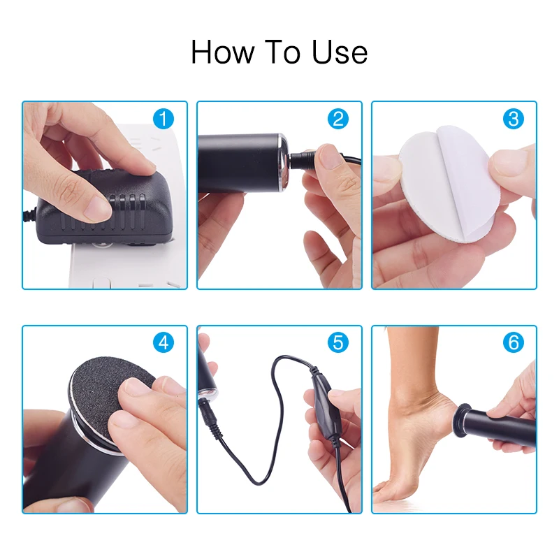 Electric Foot Grinder Electric Foot File Electric Foot Callus Remover Electric Pedicure Tools Foot Care File Leg Heels Remove Dead Skin Callus Remover Feet Machine Replacement Sandpaper