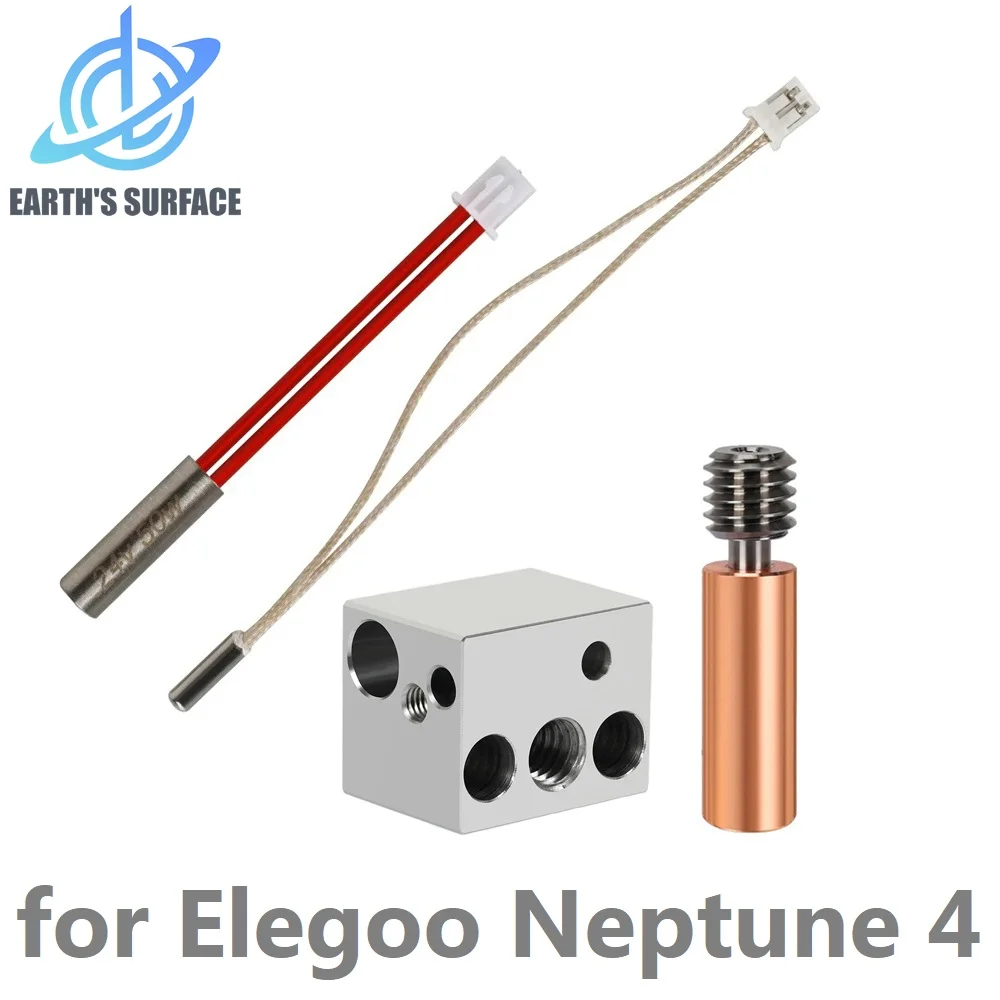 DB-3D Printer Accessories Thermistor/Heating Rod/Heating Block/Red Copper Pipe Kit For Elegoo Neptune 4 3D Printer J-Head Parts