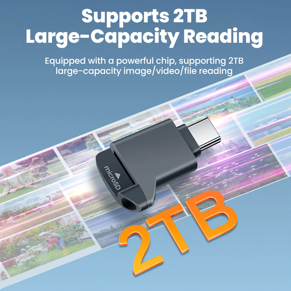 미니 타입 C 카드 리더, 타입 C to TF 메모리 카드 리더, USB2.0 고속 카드 리더 (PC, 노트북, 아이폰17, 16, 삼성용)
