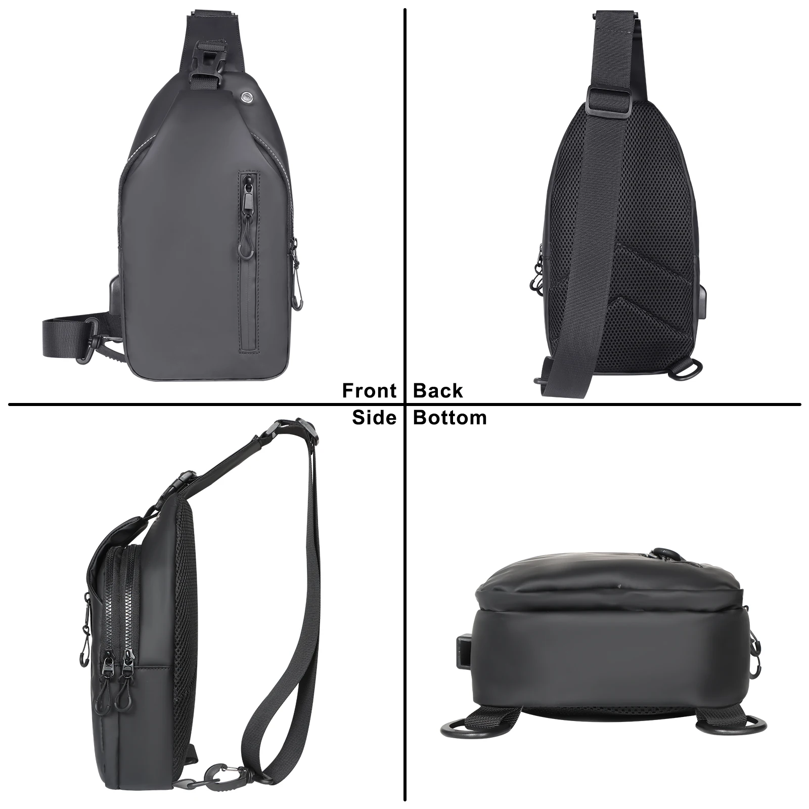 Polarshe Men's Chest Bag Usb Charging Waist Bags Large Capacity Waterproof Lightweight Shoulder Bag Outdoor Chest Pack waist pack sling chest bag