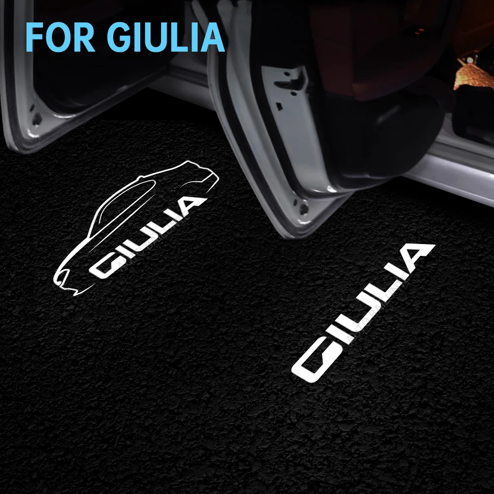 2Pcs Car Door Led Lamp Projector Welcome Lights Decor Per Alfa Giulia 2016 2017 2018 2019 2020 Accessori