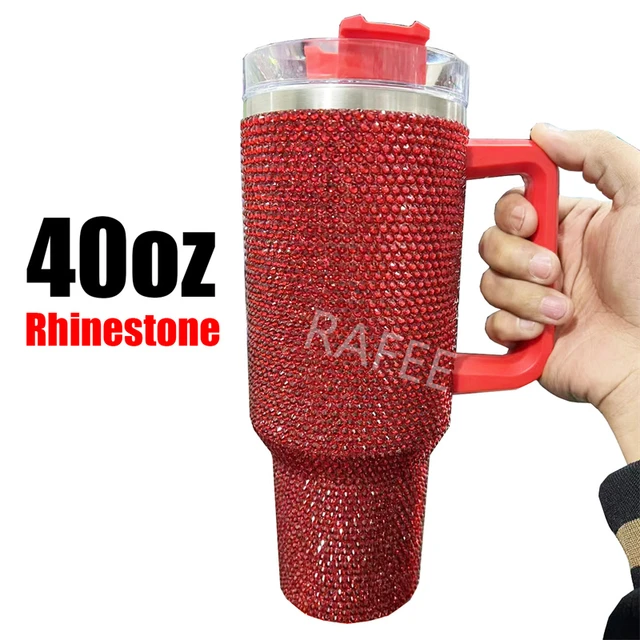 Bling Glass Rhinestone 40oz Tumbler with Handle Lid Straw Vacuum Stainless  Steel Water Cup Mug Insulated Thermos Bottle KeepCold - AliExpress