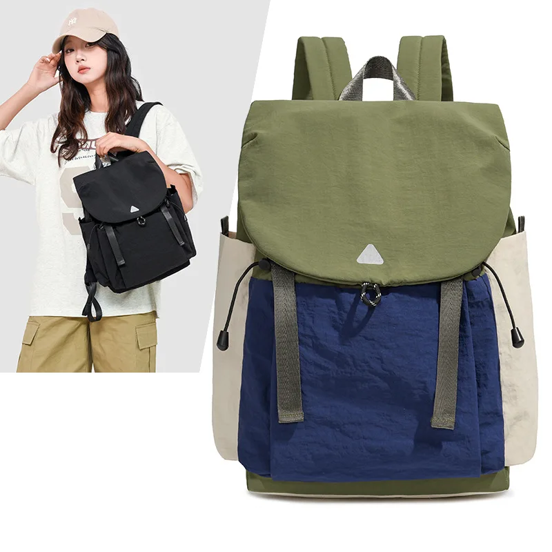 New Color Block Outdoor Camping Backpack for Women Lightweight Large Capacity Water Repellent Hiking Mountaineering Bag