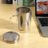 500Ml Travel Heat-Resistant Glass Tea Infuser Mug with Stainless Steel Lid Coffee Cup Tumbler Kitchen Heat-Resistant Large 6
