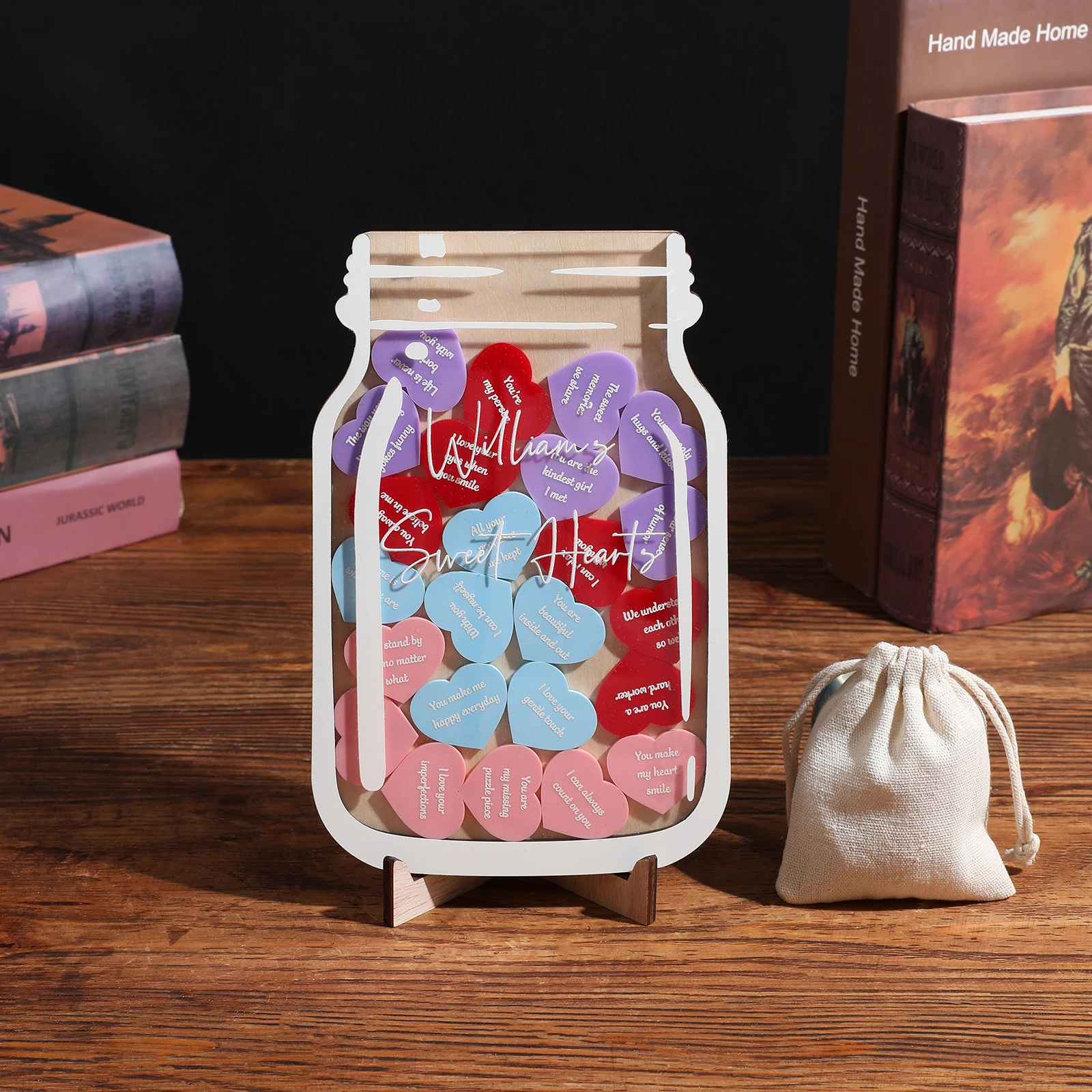 Mother's Day Gift Custom Name Date Guestbook Wood Sweet Heart Why I Love You Reasons Drop Box Welcome Bottle Frame Wedding Decor