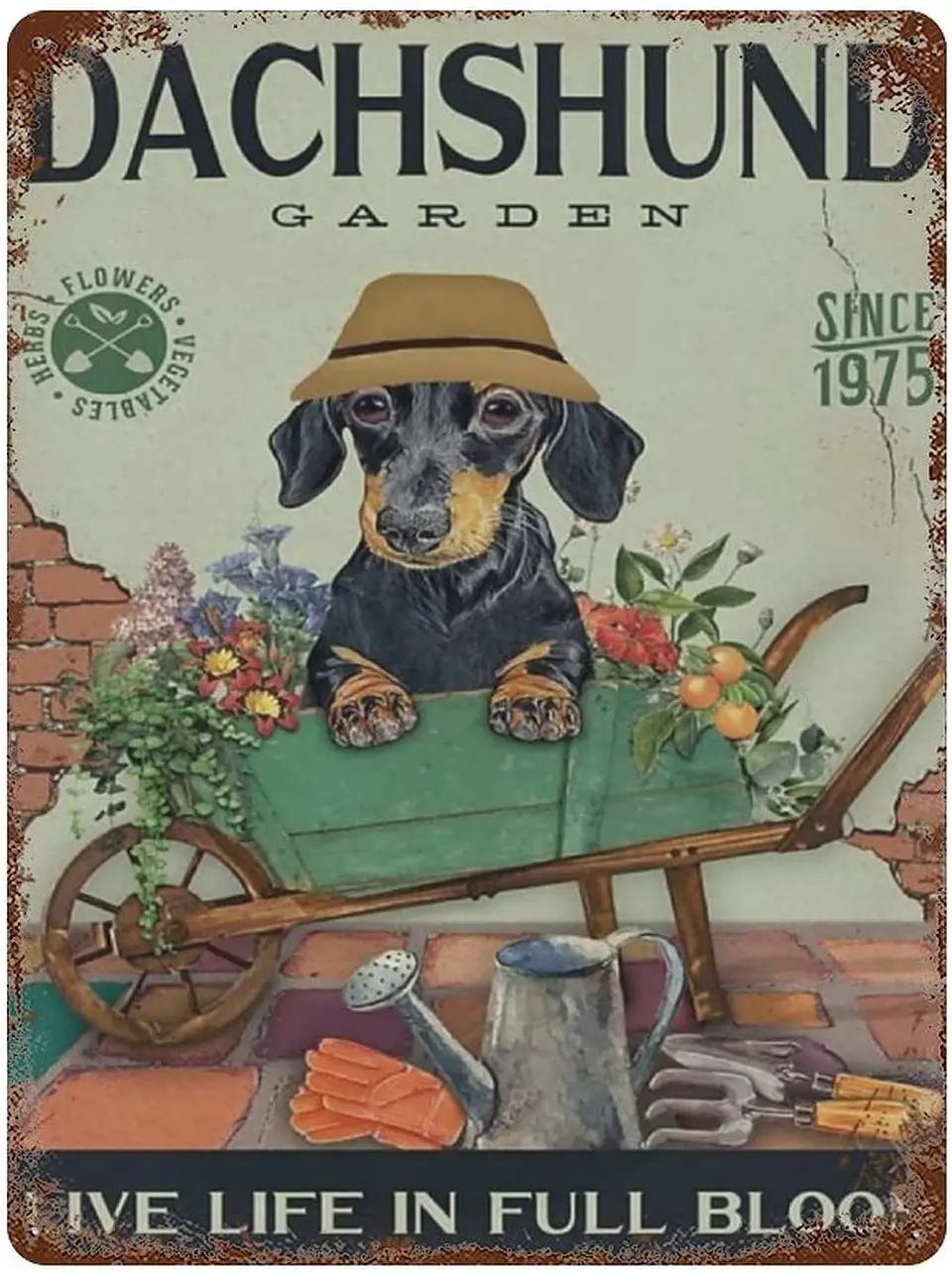 Vale La Pena Raccogliere Vintage Tin Sign Bassotto Garden - Wall Art Decor Metal Sign Movie Poster Home Garden Farm Garage Decoration