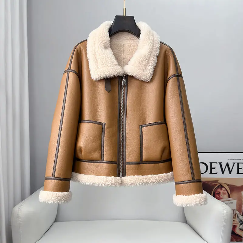 

Sheep Shearing Jacket Women Winter Wool Coat Casual Fur Coats Short Wool Jackets Korean Wear Natural Fur Femme Ladies F11