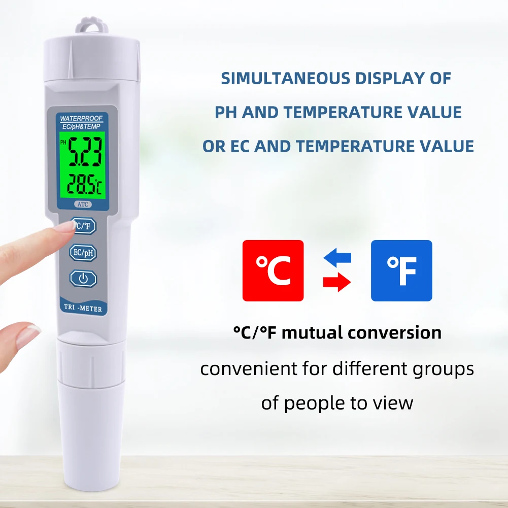 Yieryi 3 in 1 Multi-Parameter PH Monitor Water Quality Tester PH-983 Pen Type pH EC TEMP Acidometer Drink Water Quality Analyser