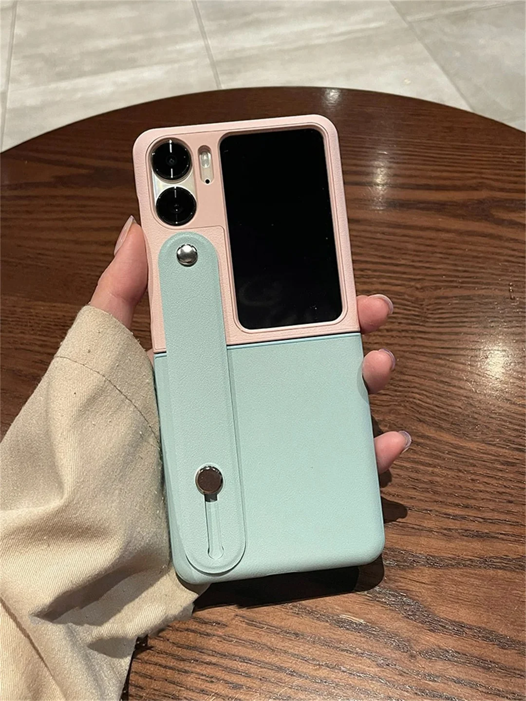 Luxury Korean Color Blocking Wrist Phone Case - Shockproof Back Cover