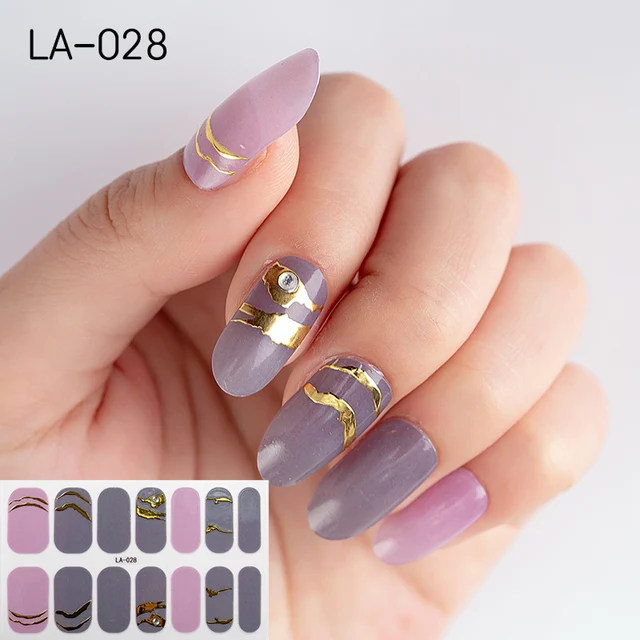 22tips Korea Toe Nail Sticker Wraps Adhesive Decals Toenail Polish Strips DIY Pedicure Foot Decals Manicure Women LA-028(14Tips)