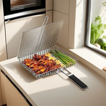 Stainless Steel Folding Grill Basket 1