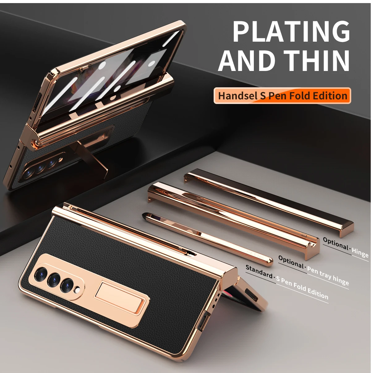 

Fhx-CJOQ Coque With S Pen Samsung Galaxy Z Fold 4 3 2 Full Protection Tempered Glass Kickstand Phone Cover