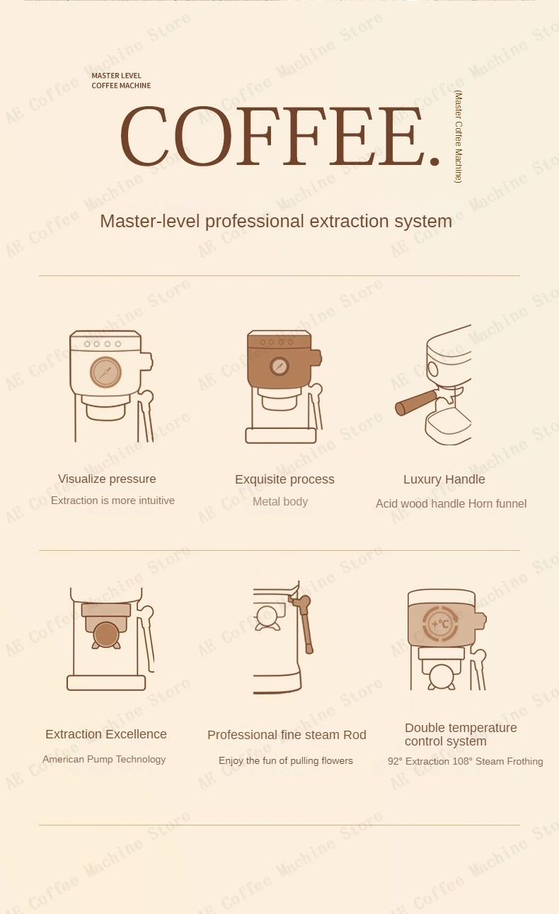 Description Picture 3 of itemSemi-automatic Espresso Machine Simple Control Panel Constant Temperature Extraction Coffee Machine Beginner Espresso Machine