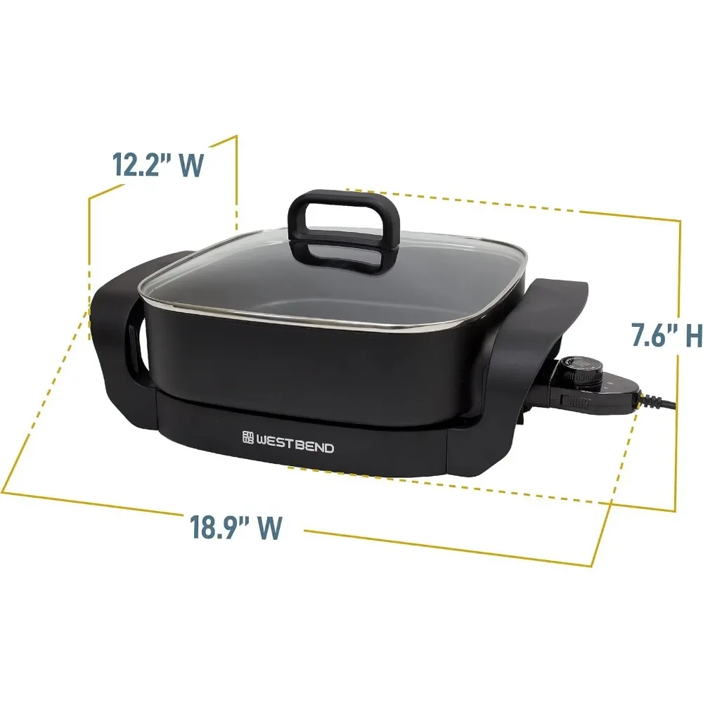 Electric Skillet, Family-Sized 3-Inch Deep with Diamond Shield Scratch-Resistant Non-Stick Finish, 12-Inch, Black 6