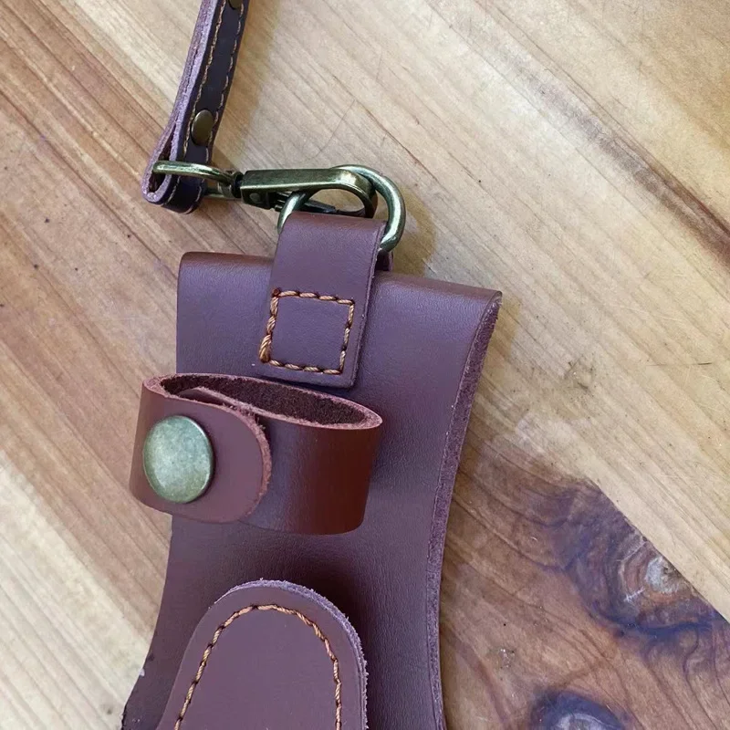Description Picture 2 of item1PC Strap Style Scabbard Universal Straight Knife Folding Knife Engraved Leather Case Cowhide Storage Case Handmade Knife Cover
