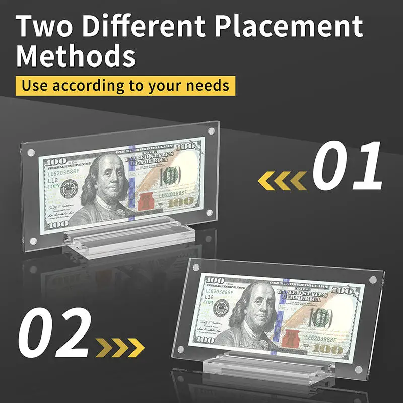 Acrylic Display Holder Photo Frame Transparent Acrylic Dollar Bill Display Frame Household Banknote Collection Stand Plexiglass Photo Frame With Base