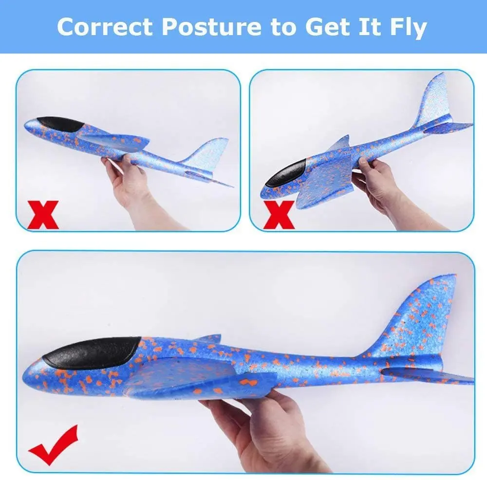 38CM Big Foam Plane Glider Hand Throw Airplane Light Inertial EPP Bubble Planes Outdoor Launch Kids Toys for Children Boys Gift