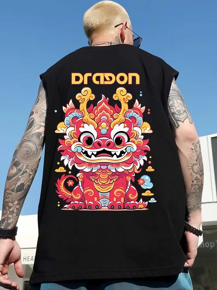 thumbnail image 1 of Camisetas sin mangas con estampado de dragón de dibujos animados de verano para hombre, camiseta sin mangas con gráficos de anime, chaleco de moda de hip hop para gimnasio, ropa Y2K, 1 of 5