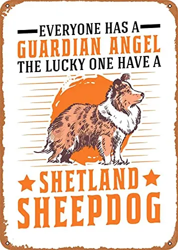 

Sheltie Guardian Angel Vintage Look Metal Sign Art Prints Retro Gift 8x12 Inch