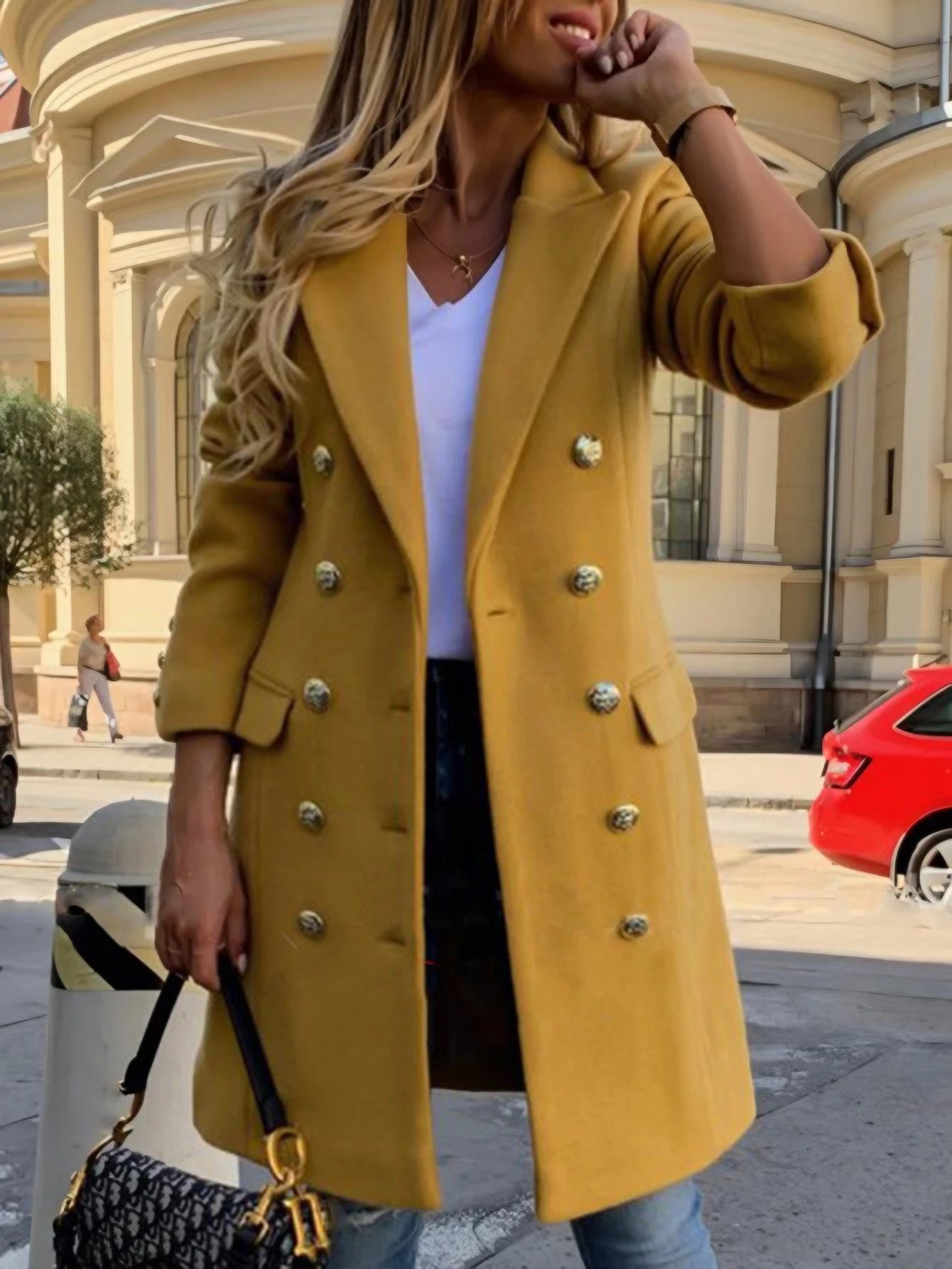 Women's Coats Autumn Winter Chic Open Front Button Nipped Waists Mature Vibe Long Sleeve Lapel Daily Coats