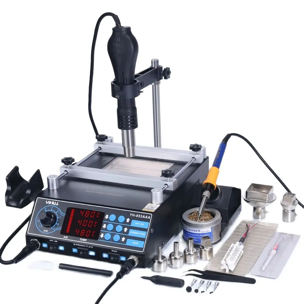 

YIHUA 853AAA 1200W Preheating Station PCB Preheater Soldering Station BGA Rework Station Soldering Iron Heat Gun Welding Station