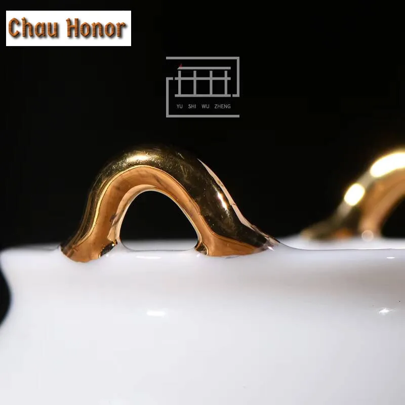 Dehua White Ceramic Xuande Scented Candles Stove Gold-banded Incense Holder Household Scented Aromatic Candles Tea Services Gift