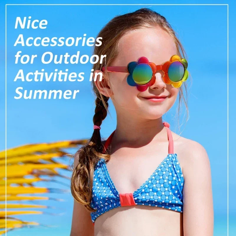 Kids Flower Sunglasses Rainbow Colorful Cute Round Kid Eyewear For Toddler Kids Boy Girls Outdoor Activities kids sunglasses,children sunglasses