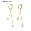 YUXINTOME 1 PC 925 en argent Sterling aiguille d'oreille coloré Zircon chaîne gland boucles d'oreilles pour les femmes deux trous boucle d'oreille bijoux A45