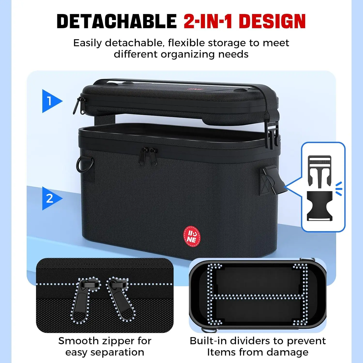 IINE SPLIT CARRYING STORAGE BAG FOR SWITCH 2 Large Capacity Detachable Design Durable EVA Material Shockproof Drop-re