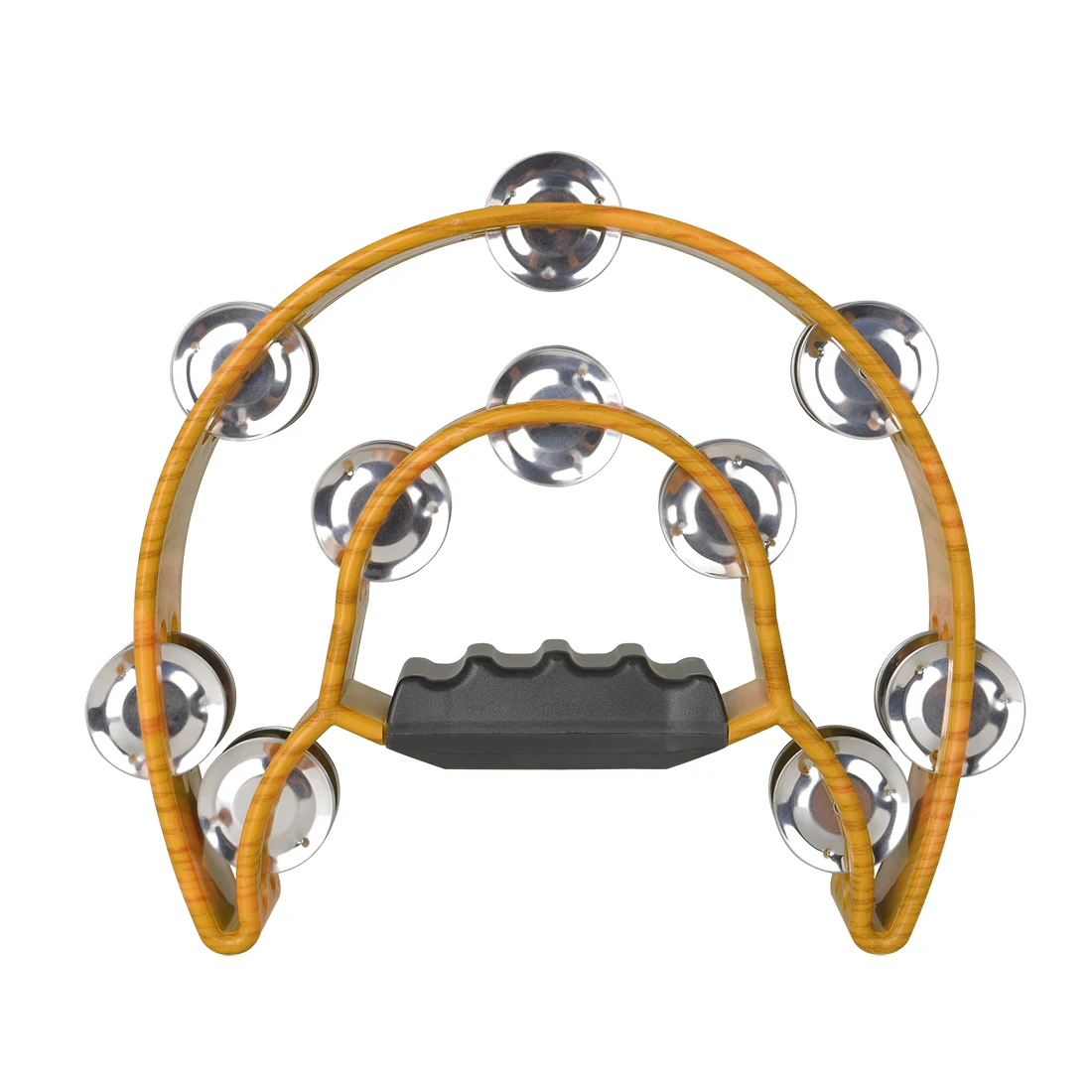 Orff Double Layer Hand Bell Party Freestyle Tambourine Coffee Color With Wood Grain Children Musical Educational Toys Kids Gifts