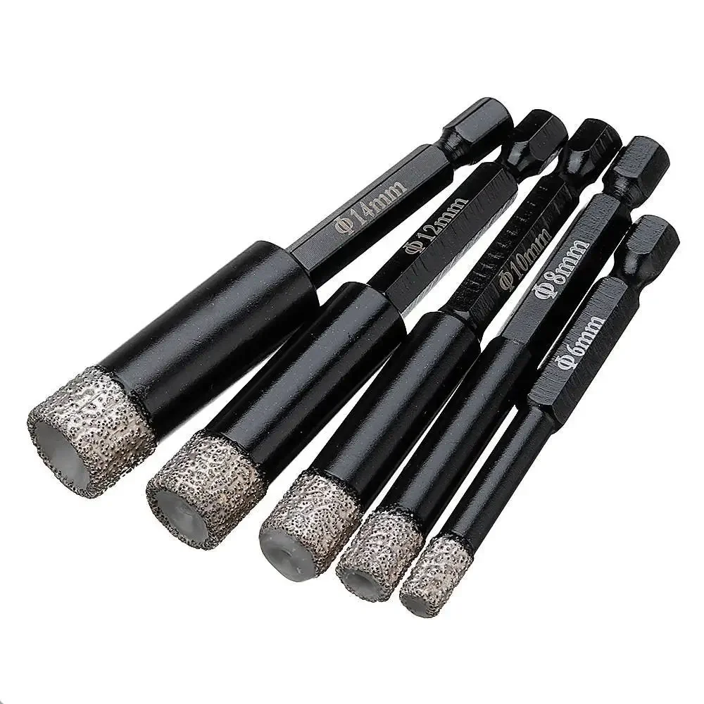 Hex Shank Glass Drill Bits Hole Saw Cutter Vacuum Brazed Diamond Coated Core Hole Saw Drill Bit Ceramic Dry Bit Core Kit 5-14mm