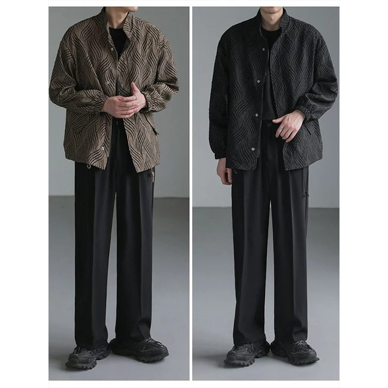 Spring Autumn KPOP Fashion Style Harajuku Slim Fit Tops Loose All Match Casual Outerwear Stand Collar Button Long Sleeve Jacket