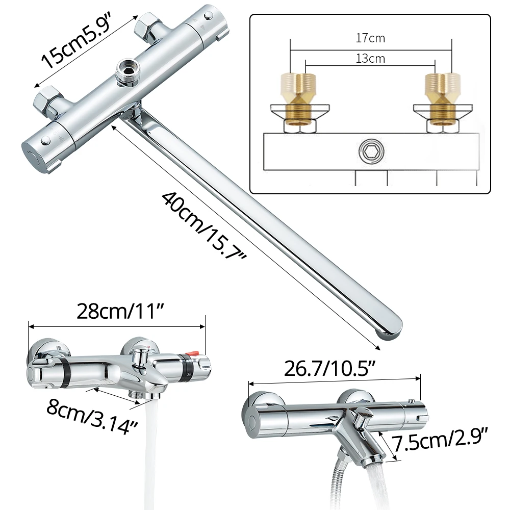 Chrome Mixer with Thermostat Wall Mounted Thermostatic Shower Brass Thermostatic Mixer Black Bathroom Thermostatic Shower 6