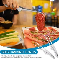Pinces à Barbecue, ustensiles de cuisine antidérapants, pinces en acier inoxydable pour servir des aliments, des salades, le Camping, le Barbecue, le Buffet 5