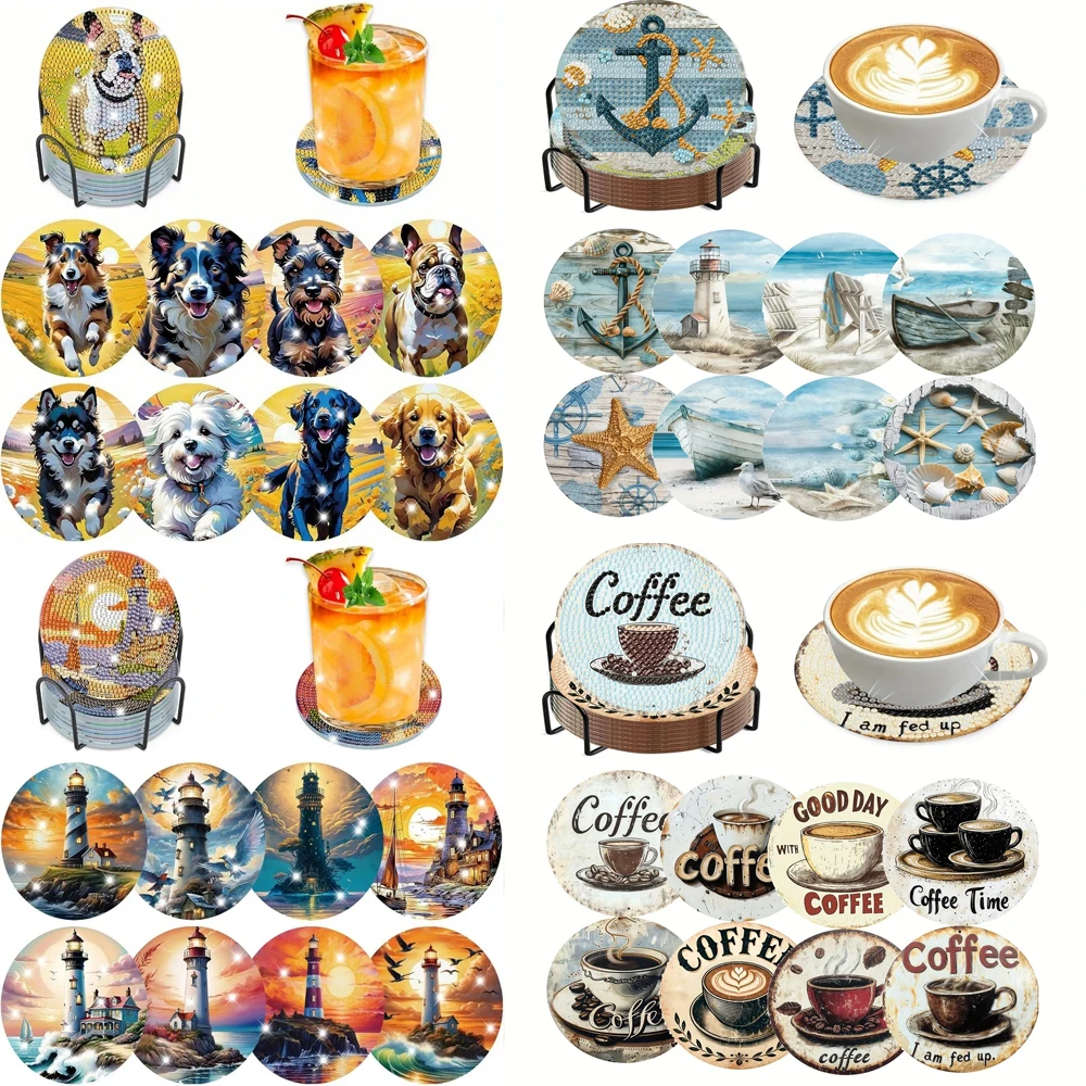 8PCS DIY Diamond Art Coaster Set 1