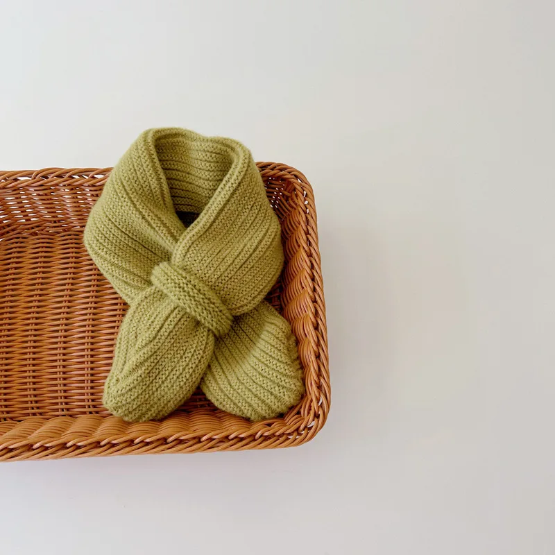 Cross Warm Children's Scarf 0-5 Years Winter Korean Version Knitting Boys and Girls Baby Scarf Kids Scarves
