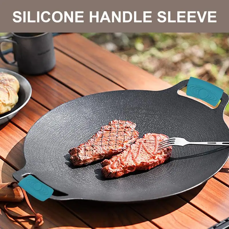 2pcs Silicone Assist Hot Pan Handle Holder Non Slip Pot Grip Handle Sleeve Heat Insulation Covers Pot Ear Clip Kitchen Tool