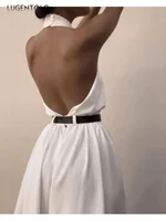 Women Sexy Backless Jumpsuits Halte Sleeveless Slim High Waist Sping Summe Thin Lady Elegant Streetwear Long Wide-leg Pants - Image 3