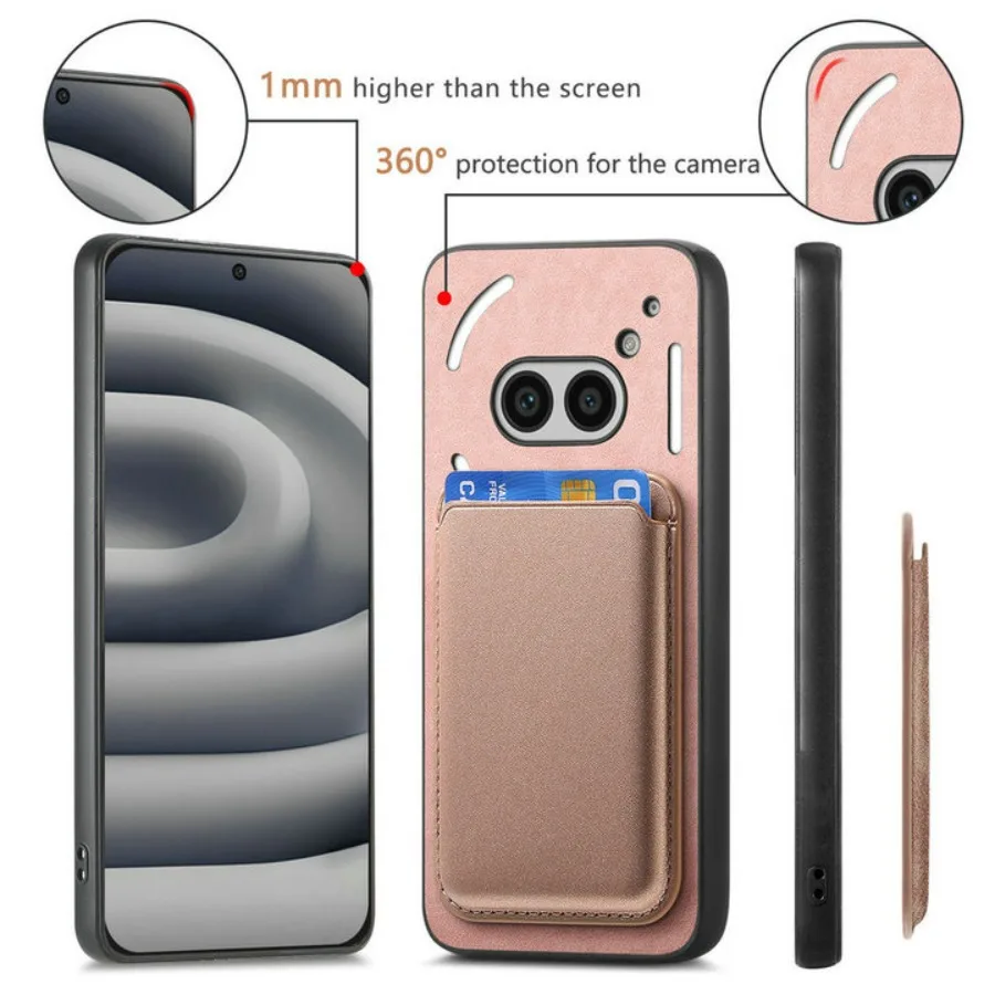 Luxury Leather Card Holder Magnetic Case for Nothing Phone – Elegant 2-in-1 Cover