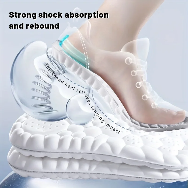 4D Orthopedic Sport Insoles sport insoles Super Soft Breathable High-elasticity Shock Absorption Running Shoe Pad Anti-pain Deodorant Cushion