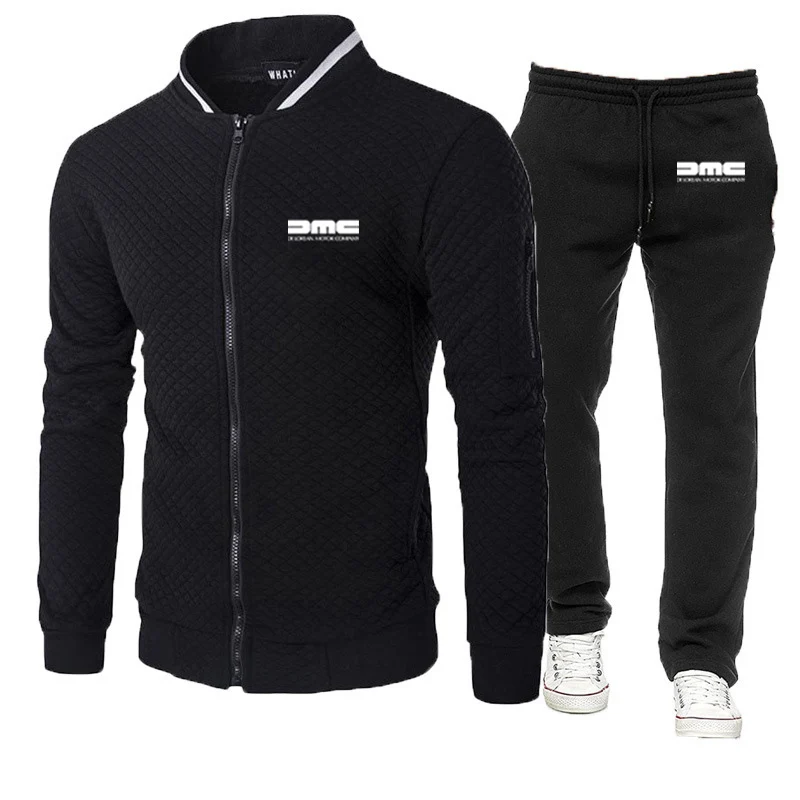 2023 Nuovi Uomini Delorean Motor Company Stampa Moda Sporting Zipper Jacket Slim Felpa + Pantaloni Della Tuta Abbigliamento 2 Pezzi Set