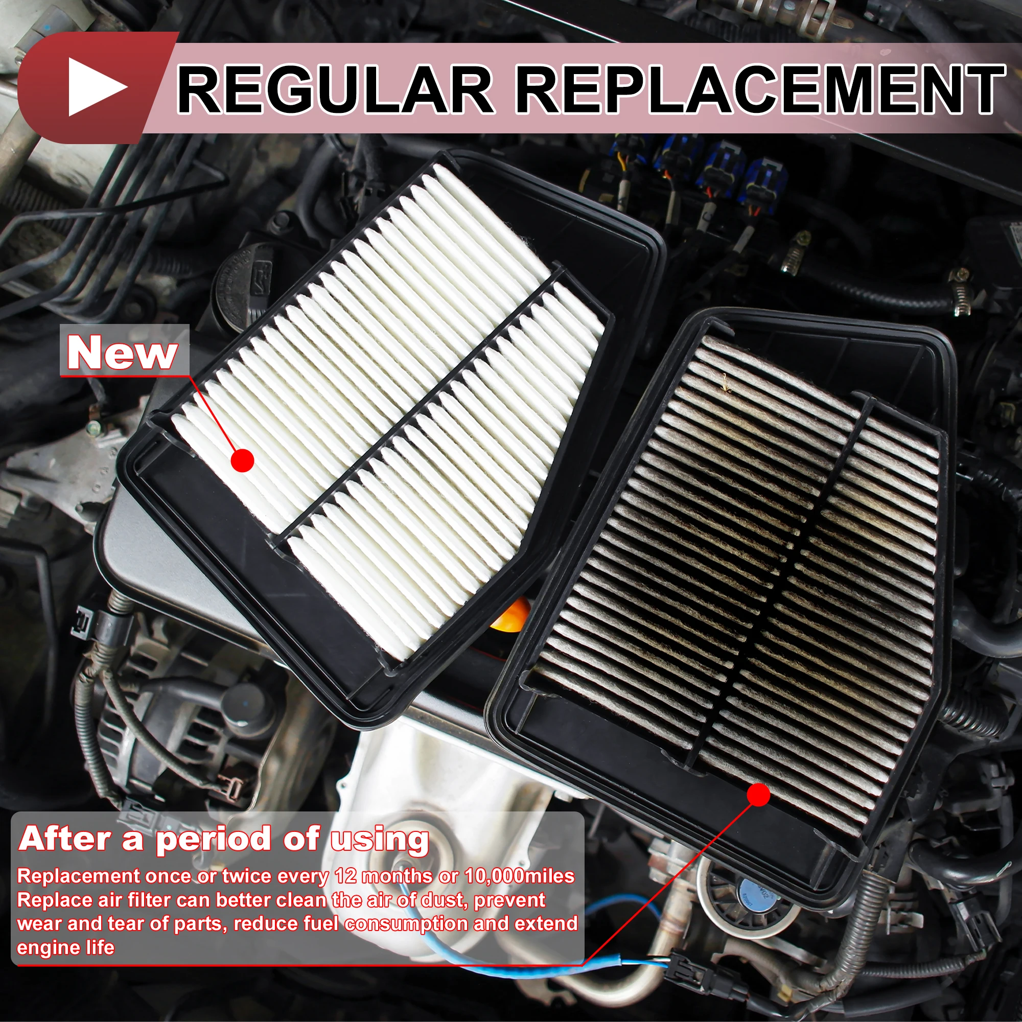 UXCELL 1 Pcs Engine Air Filter for Jeep Liberty 3.7L 2008-2012 Engine Filter Air Cleaner Filters No.68037059AA/5189933AA