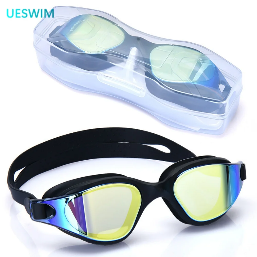 Nouvelles lunettes de natation professionnelles grandes montures silicone traitement anti-UV - Extérieur