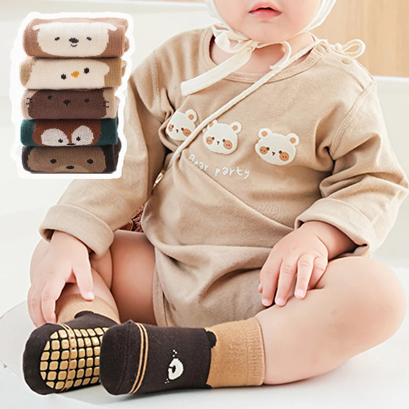 

Cartoon Mid Length Kids Anti-Slip Socks With Rubber Cotton Socks For Children Boy Girl Toddler Floor Socks