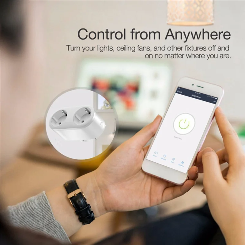 Wifi 지능형 듀얼 소켓 EU 어댑터 Tuya 스마트 라이프 모니터링 전원 콘센트 EU 플러그