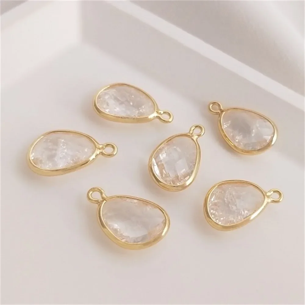 

14K Bag Real Gold Popping Crystal Zircon Lover's Bean Edging Drop Pendant DIY Jewelry Charm Pendant K139