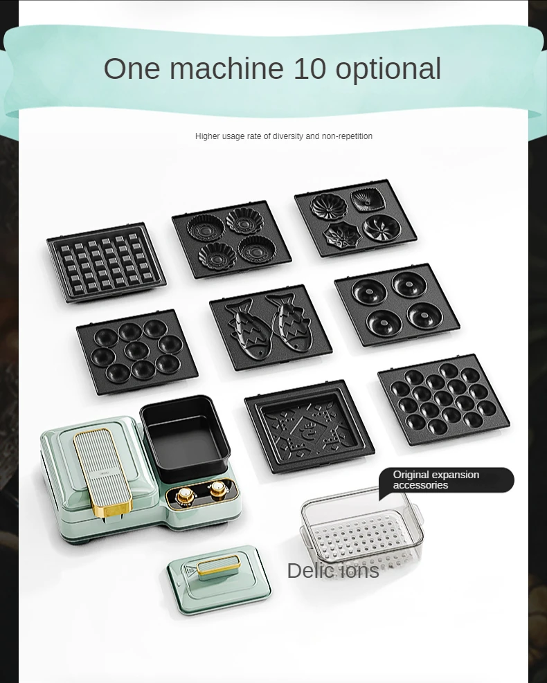 Description Picture 5 of itemMultifunctional breakfast machine four-in-one light food  home waffle  toast press  sandwich
