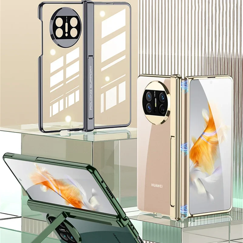 For Huawei Mate X3 Case Magnetic hinge Holder Transparent Plating Hard Plastic Fundas For Huawei Mate X 3