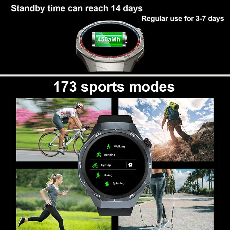 Smart Watch For Huawei GT5 Pro Men GPS Navigation AMOLED 4GB NFC Compass Clock Bluetooth Call